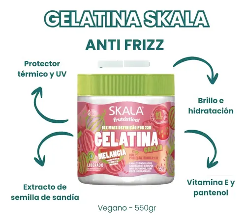 Gelatina Skala Melancia Frutastica Gel Anti Frizz Apta Curly