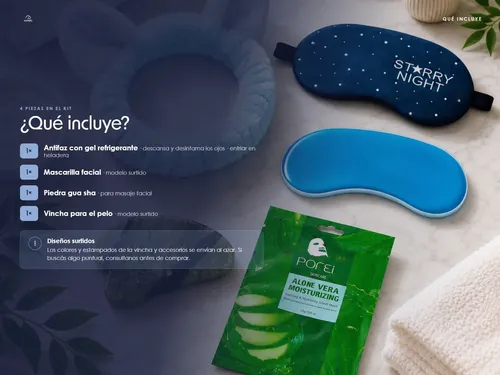 Kit Skincare Facial Antifaz Gel Vincha Mascarilla Gua Sha