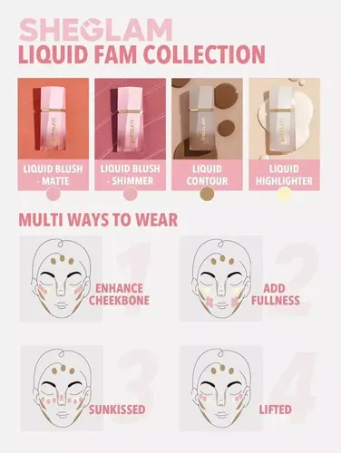 Sheglam Color Bloom Liquid Blush Shimmer Finish Rubor Líquid