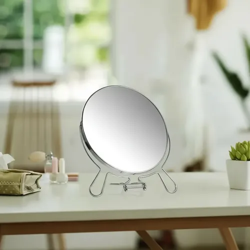 Espejo De Metal Bifaz 8 Pulgadas Con Aumento Maquillaje