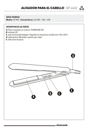 Combo Secador Alisador Ultracomb Devotion Sc-4606 Ap-4402