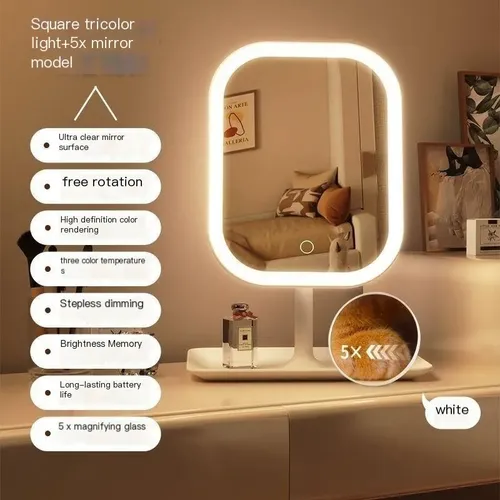Q Ovo Espejo De Maquillaje De Mesa Recargable Con Luz Led M