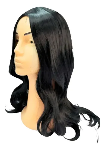 Peluca Kanekalon City Girl Negra 65cm Con Redecilla Ajustable