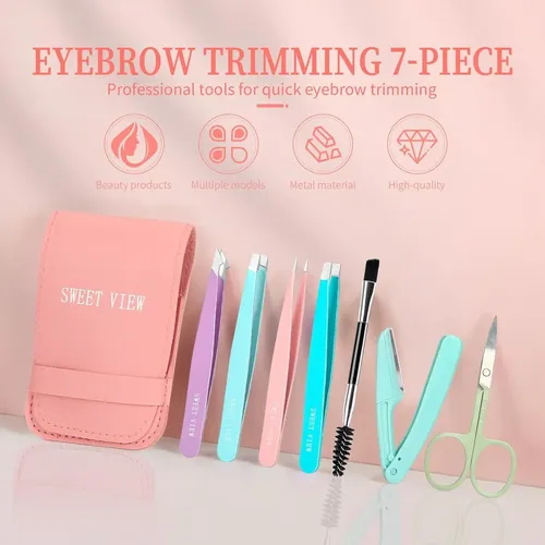 Kit De Pinzas Para Cejas Sweet View 7 Piezas Acero