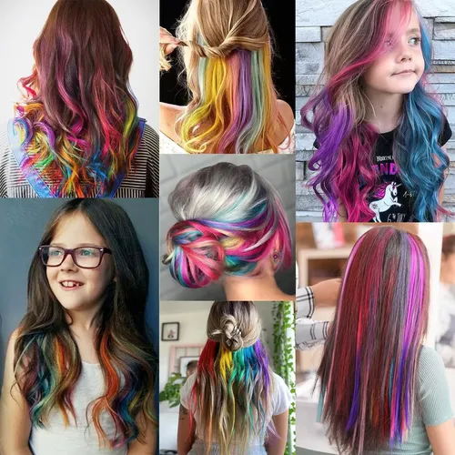 120pcs Extensiones Cabello Sinteticas Cortinas Fantasía