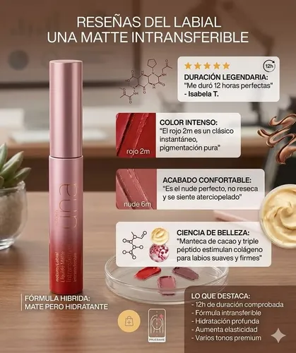 Labial Matte Intransferible Una 8ml Natura