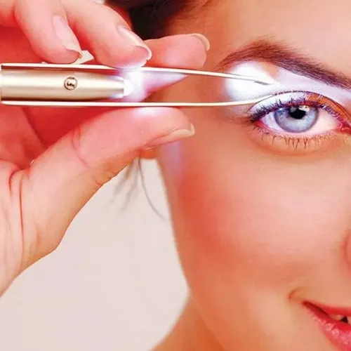 2 Pinzas Para Cejas De Acero Inoxidable Con Luz Led, Pinzas