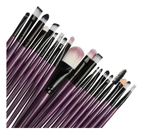 Set 20 Piezas Pinceles De Maquillaje Profesional Violeta