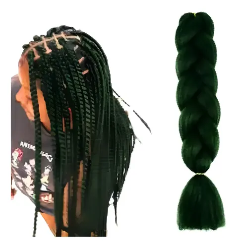 Kanekalon Extension Pelo Termico Trenza Africana 60cm Lfme Verde Oscuro A 23