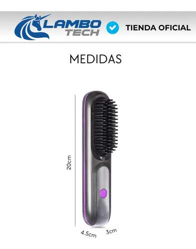 Plancha Peine Inalámbrica Led Iones Y Temperatura Ajustable