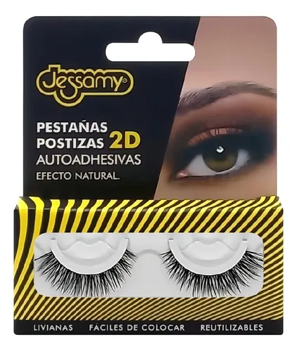 Pestañas Postizas Autoadhesivas Negro Reutilizables 2D Jessamy Sin Pegamento