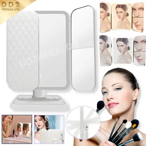 Espejo Plegable 180º Con Luz Led Tactil Y Aumento Maquillaje