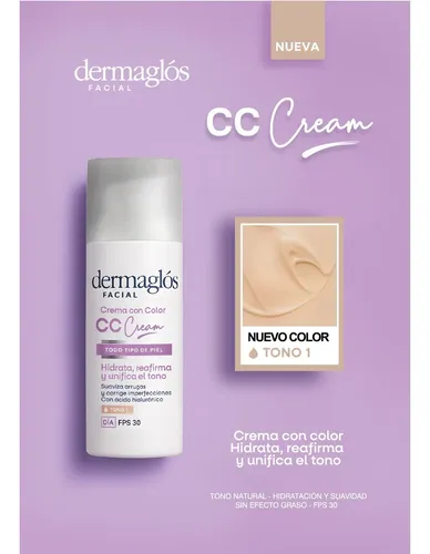 Dermaglós Facial Cc Cream Hidratante Día Fps30 Tono 1 X50g