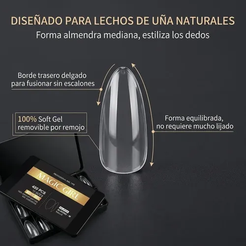 Tips Almendra Natural Para Manicura Profesional 480pcs
