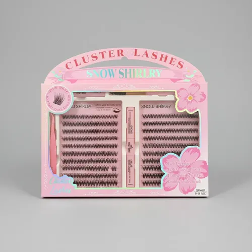 Kit Pestañas Postizas Cluster Snow Shirley Con Pegamento