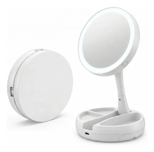 Pack X5 Espejos Plegables Luz Led Doble Aumento Mayorista