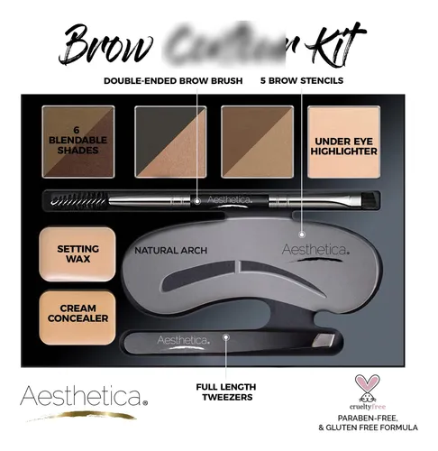 Kit De Contorno De Cejas Aesthetica 16 Piezas Maquillaje