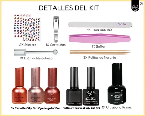 Kit Uñas Esculpidas Esmaltado Uv Semipermanente Completo