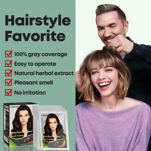 Champú Tinte Para El Cabello Ecofan 10 Unidades 3 En 1 Para