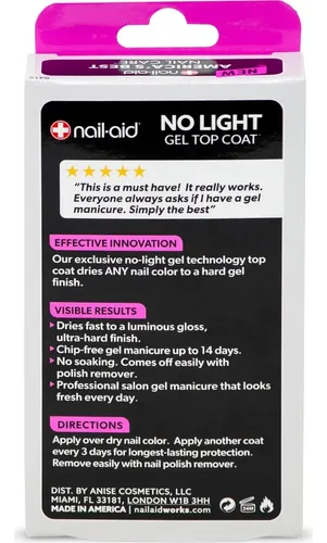 Top Coat Gel Sin Luz Nail-aid 16.3 Ml Acabado Brillante