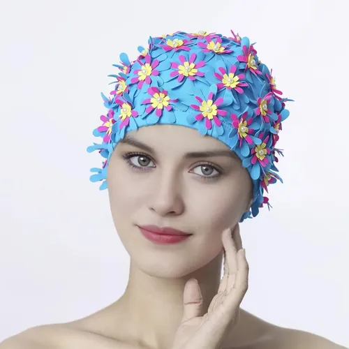 Gorro De Baño De Elastano De Poliéster Hecho A Mano Con Esta One-size