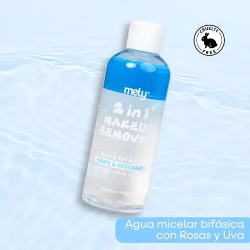 Agua Micelar Bifásica Mely Con Agua De Rosas Y Uva 200ml