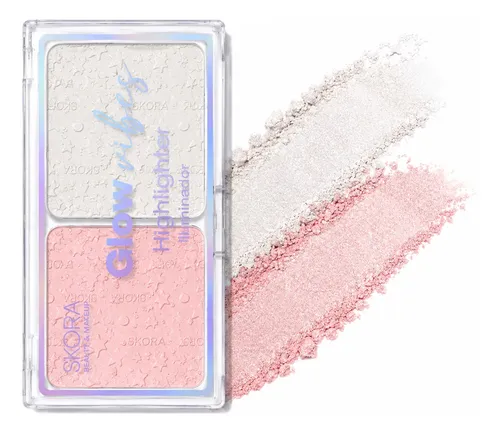 Iluminador Skora Glow Vibes Duo Blanco Rosa Highlighter