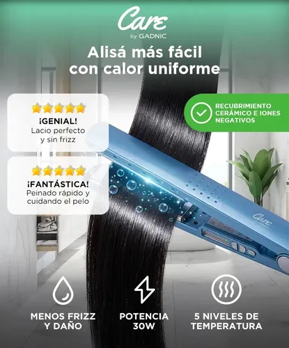 Planchita Para El Pelo Care By Gadnic Pro Titanium Pantalla Lcd 30W
