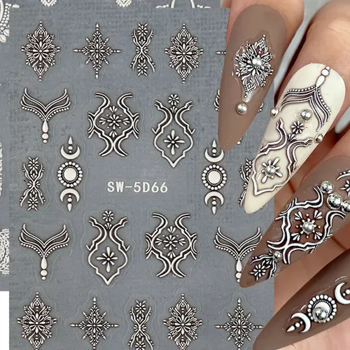 2 Hojas De Pegatinas Para Uñas En Relieve