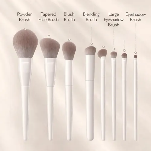 Set De 12 Brochas De Maquillaje En Polvo, Rubor Y Sombra De