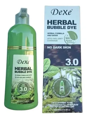 Dexe Herbal Bubble Dye/ Shampoo Cubre Canas Instantáneo Castaño Oscuro 3.0