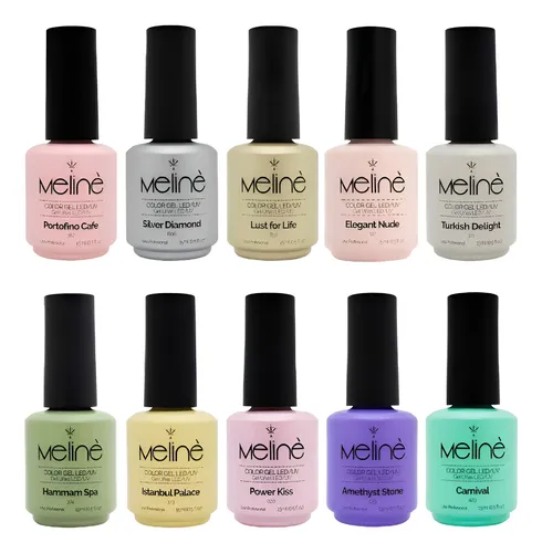 Kit Esmaltes Semipermanentes X 10 Color Gel Uv Led Meline