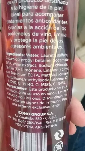 Jabón Liquido Gel Espuma Vinoterapia Icono Facial Corporal