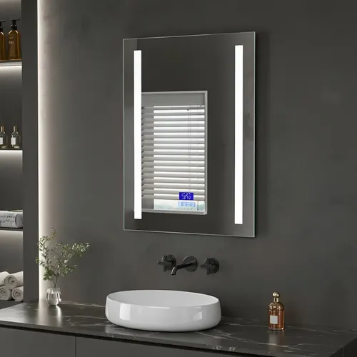 Espejo Rectangular Luz Led Desempañador Baño 80×60 Bluetooth