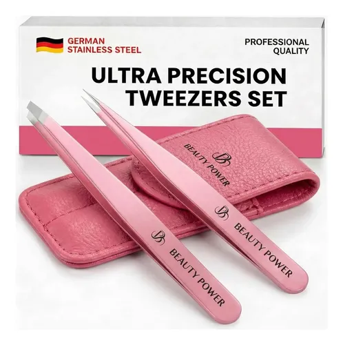 Pinzas Profesionales Rosa Precisión Para Cejas Y Facial