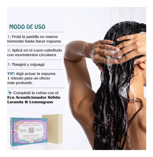 Shampoo Sólido Lavanda Lemongrass 100 G sin Sulfatos, Sin Sci