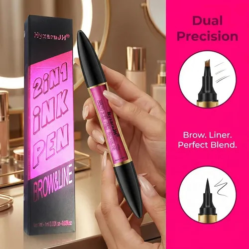 Delineador Y Lápiz Cejas 2 En 1 Marrón Oscuro Impermeable