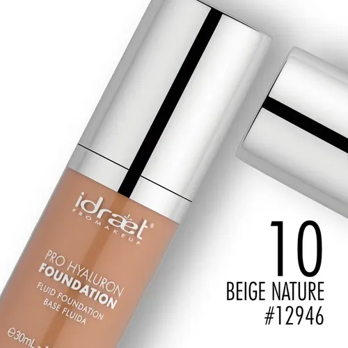 Base de maquillaje en fluido Idraet Pro Hyaluron tono 10 beige nature – 30mL 30g