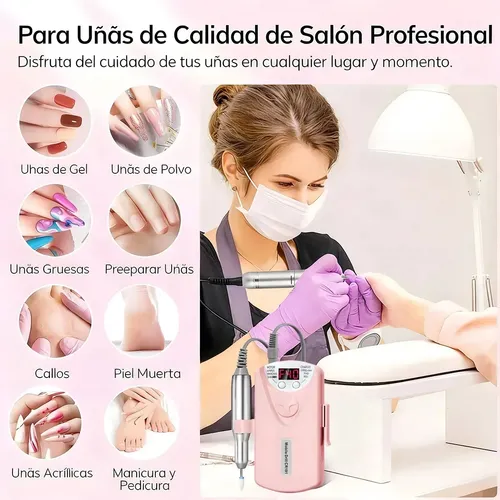 Pulidor De Uñas Profesional Usb 40000 Rpm Rosa