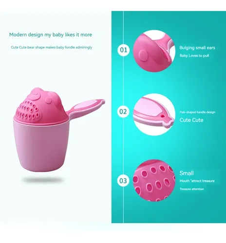 Gorros De Baño Con Dibujos Para Bebé, Taza Y Champú 2 Piezas