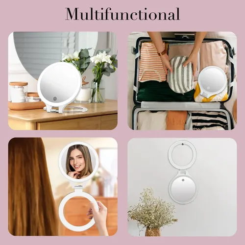 Espejo De Aumento Fascinate 10x/1x Con Luz Recargable 7”