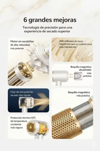 Secador De Pelo Moldeador 5 En 1 Alta Velocidad Frío/calor