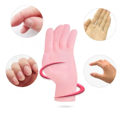 Guantes Oclusivos Hidratante Silicona Reutilizable Manos Color Rosa Liso