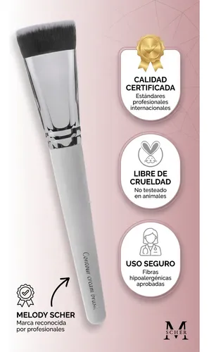 Brocha De Maquillaje Para Contorno Crema Recta Melody Scher