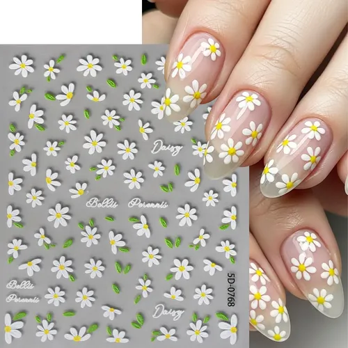Adhesivos Para Uñas Con Motivos Florales De Estilo Dulce[u]