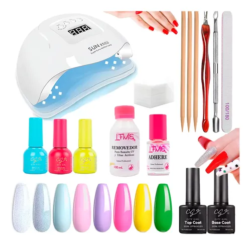 Kit Manicura Semipermanente Cabina Uv Led 80w Uñas Completo