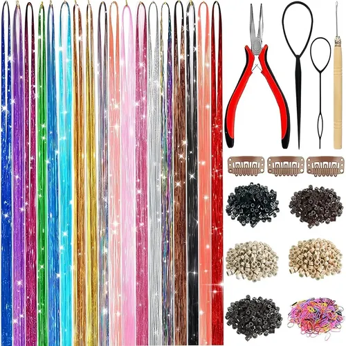 Hair Tinsel, Kit De Oropel De 18 Colores Para Niñas