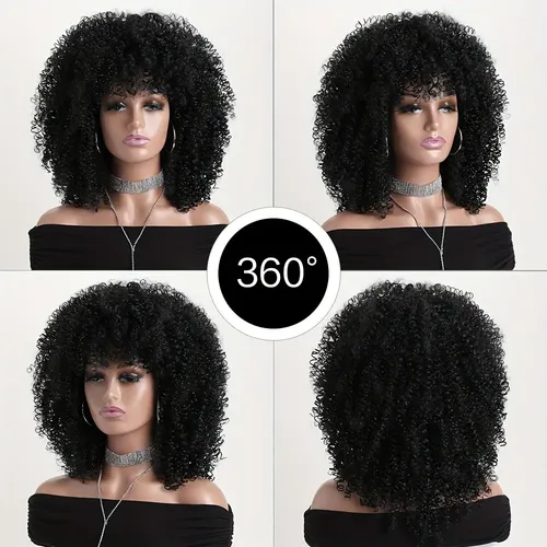 Peluca Corta Rizada Africana For Mujer For Uso Diario Y