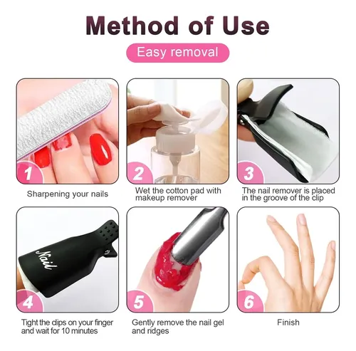 Clips Para Remover Esmalte Gel Negro X10 Uñas Acrílicas