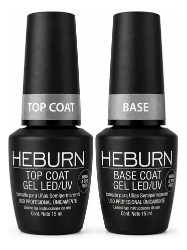 Kit Heburn Esmalte Base Y Top Coat Gel Uv/led 2x 15ml